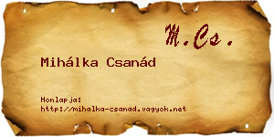 Mihálka Csanád névjegykártya